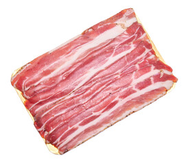 Organic bacon meat isolated on white background