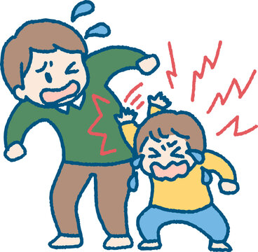 recommend clip art: 癇癪をおこして大人を叩く子供のイラスト