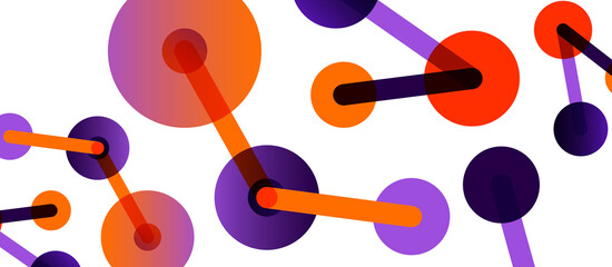 Abstract background. Round dots connected by lines. Trendy techno business template for wallpaper, banner, background or landing