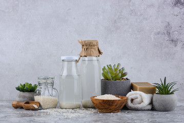 Rice water. Fermented beauty cosmetic