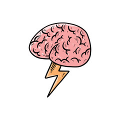 brain hand drawn illustration vector.