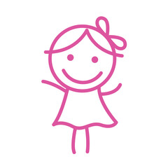 little girl line art logo icon vector illustration 