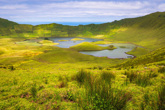 Caldeirao crater at Corvo island, Azores, Portugal