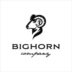 Bighorn sheep head with classic style design