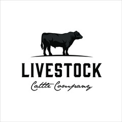 Black angus cattle logo with masculine style design - obrazy, fototapety, plakaty