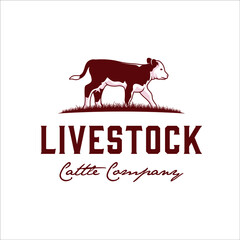 Hereford cow calf logo with elegant design