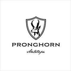 The pronghorn antelope head with classic style design - obrazy, fototapety, plakaty