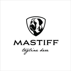 Mastiff dog logo in badge with masculine design style