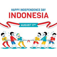 Indonesia independence day with character illustration