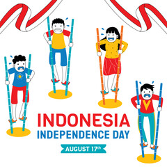 Indonesia independence day with character illustration