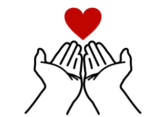 すくい上げる手　掌で守るイメージ