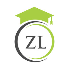 Letter ZL Education Logo Concept With Educational Graduation Hat Vector Template