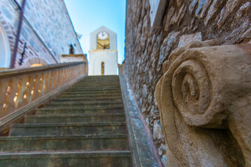 old stone stairway to tower