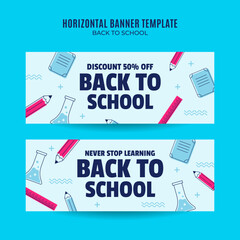 Back to School Web Banner for Social Media Horizontal Poster, banner, space area and background