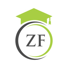 Letter ZF Education Logo Concept With Educational Graduation Hat Vector Template