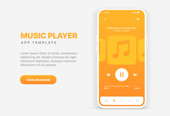 Web mobile application interface for music player application for mobile app, business, website. Sound app UI UX GUI template. Responsive website wireframes. Web design UI kit. Music Dashboard. © Carkhe