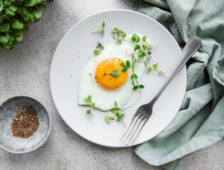 Fried eggs on a white plate