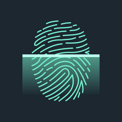 Fingerprint Scanning Icon Vector Cyber Security Detective Illustration