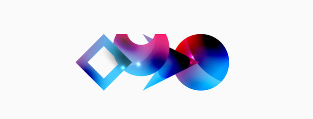 Minimal geometric abstract background. Primitive shapes composition backdrop. Trendy techno business template for wallpaper, banner, background or landing