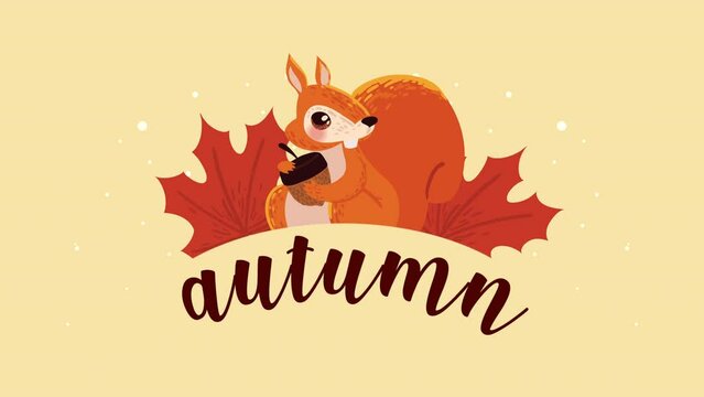 autumn season lettering animation