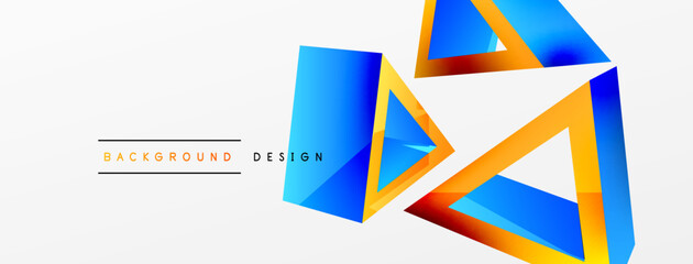 Triangle abstract background. 3d vector basic shape technology or business concept composition. Trendy techno business template for wallpaper, banner, background or landing