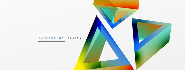 3d triangle abstract background. Basic shape technology or business concept composition. Trendy techno business template for wallpaper, banner, background or landing