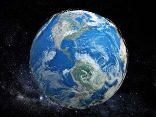 Earth in the space with cloud map. 3D illustration