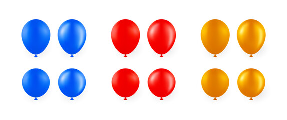 3D air balloons. Glossy and matte render inflated spheres for holiday celebration party. Realistic helium shiny balls set. Anniversary holiday decoration element. Vector round shapes