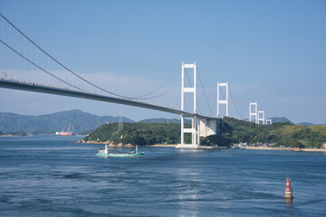 しまなみ,来島海峡大橋,海, 空, 夕焼け, 風景, 自然, 雲, 地平線, 旅行, 水辺, 岸