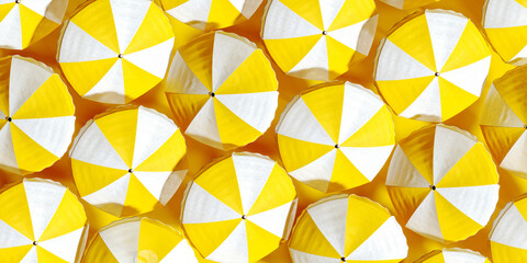Top view of beach parasols. Summer concept background 3D Rendering, 3D Illustration © hd3dsh