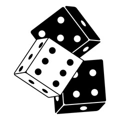 Dice, cubes, vector illustration outline icon isolated on white background