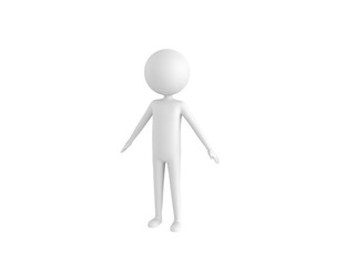 Stick Man character standing in T-Pose in 3d rendering.