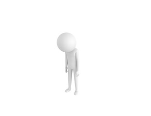 Stick Man character looking down in 3d rendering.