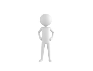 Stick Man character with hands on hip in 3d rendering.