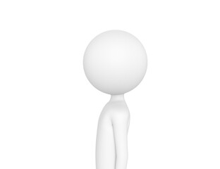 Stick Man character looking to side in 3d rendering.