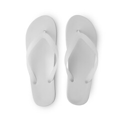 White flip flop sandals mockup isolated on white background with clipping path.