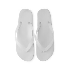 White flip flop sandals mockup isolated on white background with clipping path.
