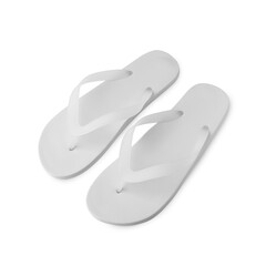 White flip flop sandals mockup isolated on white background with clipping path.