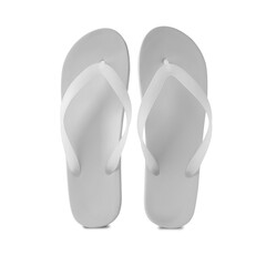 White flip flop sandals mockup isolated on white background with clipping path.