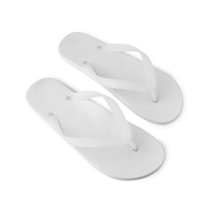 White flip flop sandals mockup isolated on white background with clipping path.
