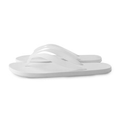 White flip flop sandals mockup isolated on white background with clipping path.