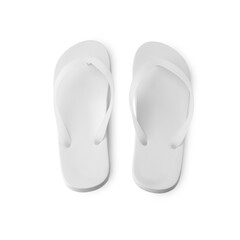 White flip flop sandals mockup isolated on white background with clipping path.