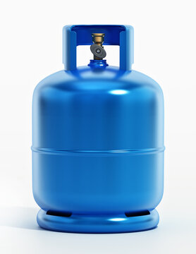 Blue gas cylinder isolated on white background. 3D illustration