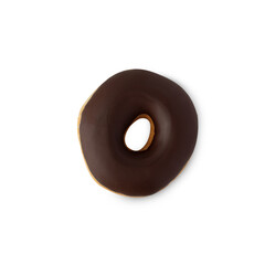 Chocolate donut isolated on white background with clipping path.