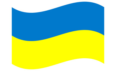 Vector drawing. National waving blue-yellow Ukrainian flag.