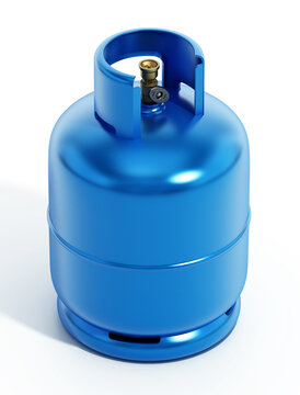 Blue gas cylinder isolated on white background. 3D illustration