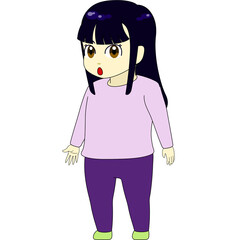 ちびキャラのイラスト（女性・横向き）