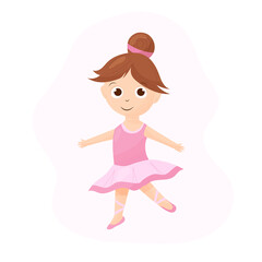Cute ballerina dancing. Vector illustration in flat style.