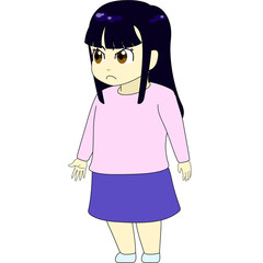 ちびキャラのイラスト（女性・横向き）