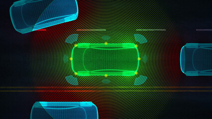 Self-Driving Car, Autonomous Vehicle, Driverless Car, Robo-Car, 3D Illustration, 3D Render